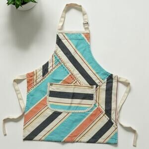 Urban Outfitters Striped Apron Blue Orange White Adjustable Pocket 26x30